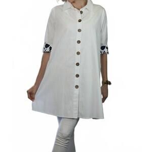 NEW KIKISOL a-line kikisol jacket with buttons & pockets in white